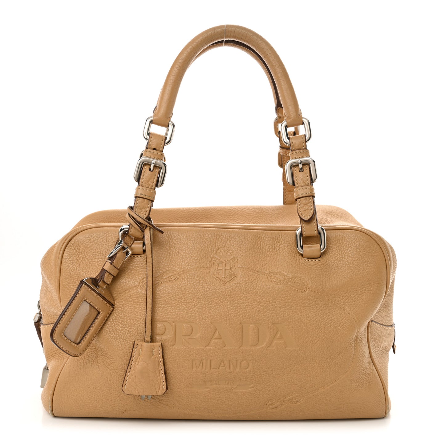 Vitello Daino Print Logo Bowler Beige