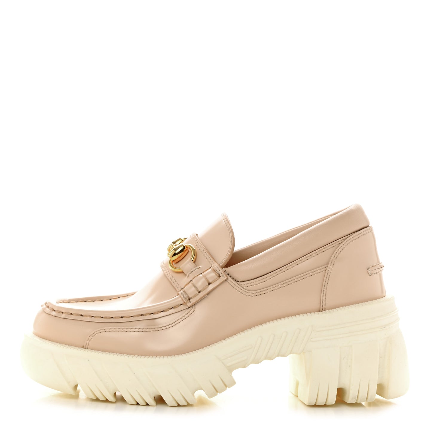 Magnum Calfskin Nappa Samoa Womens Horsebit Platform Chunky Lug Sole 40mm Loafers 35.5 Skin Rose