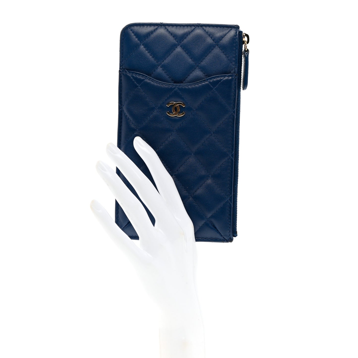 Lambskin Quilted Classic iPhone Pouch Blue
