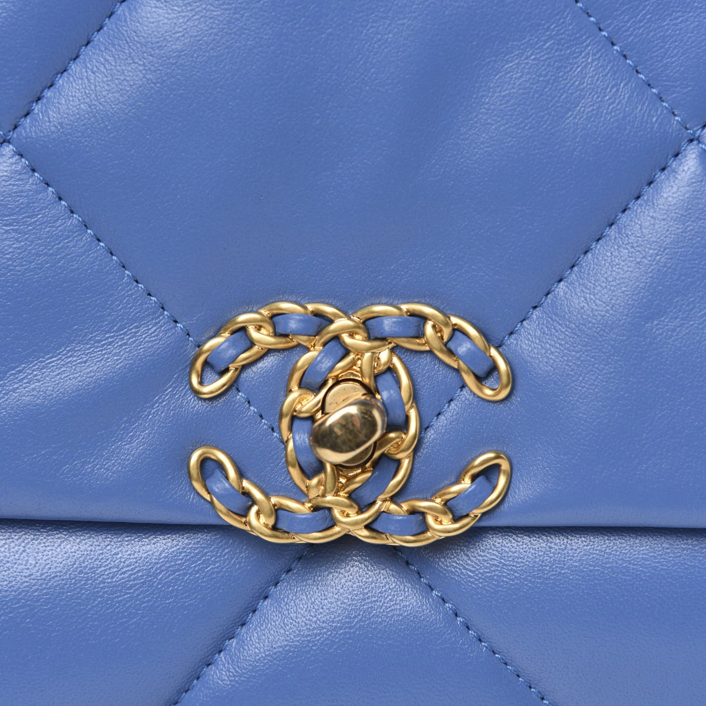 Lambskin Quilted Medium 19 Flap Blue