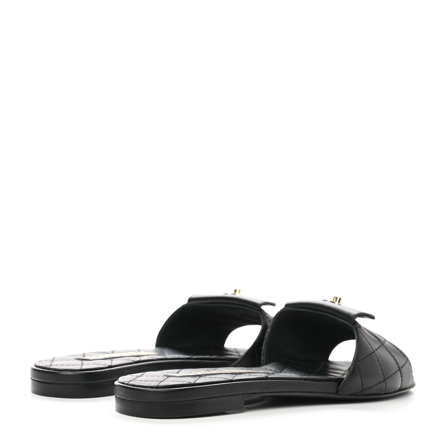 Chanel Lambskin Quilted CC Turnlock Sandals 36 Black 4 of 8