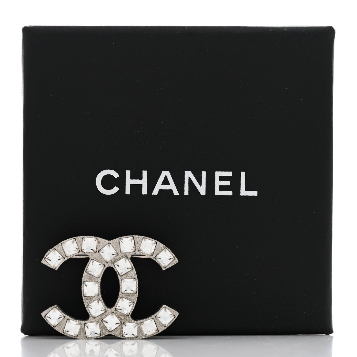 Crystal Baguette CC Mini Brooch Silver
