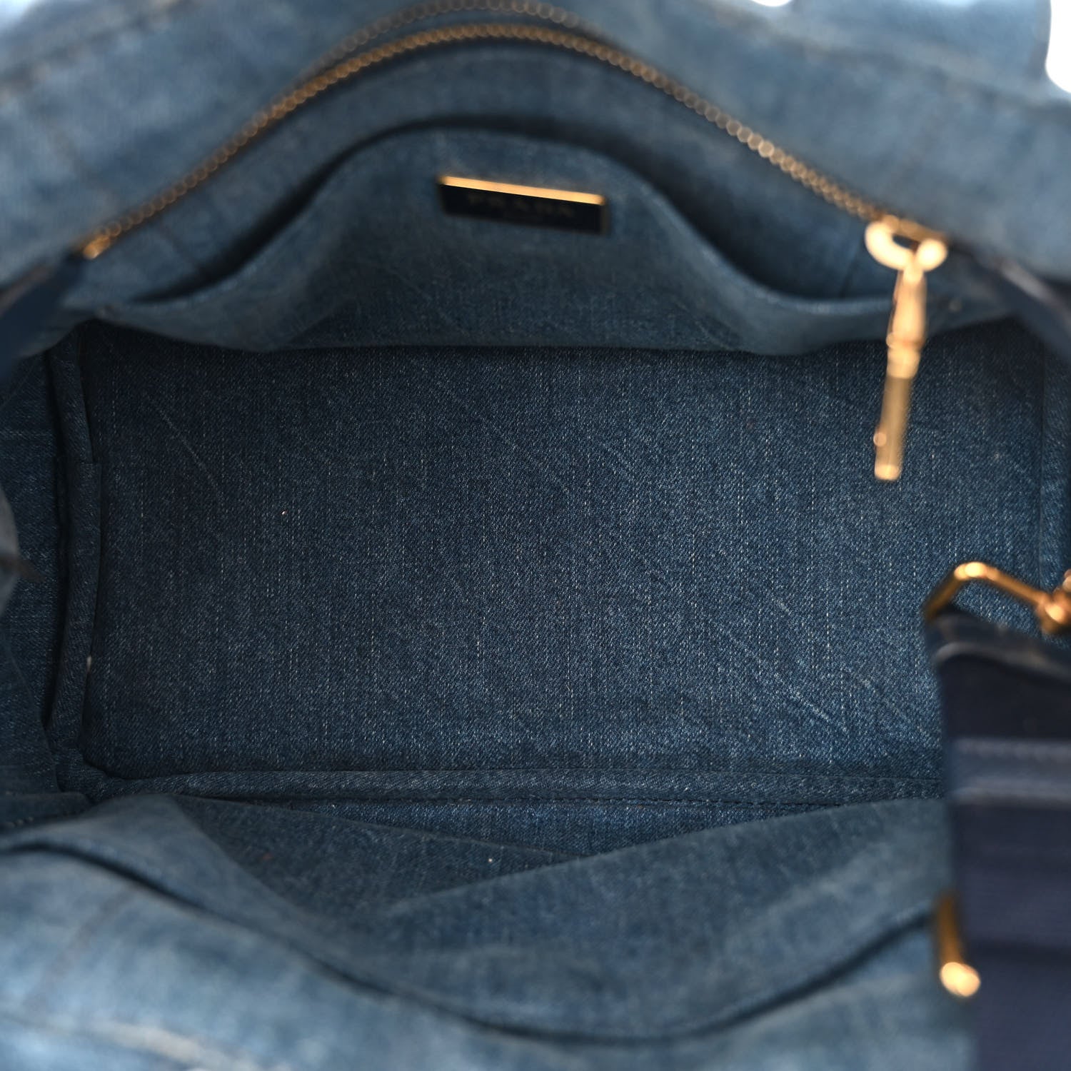 Prada Denim Small Logo Tote Bleu 5 of 10
