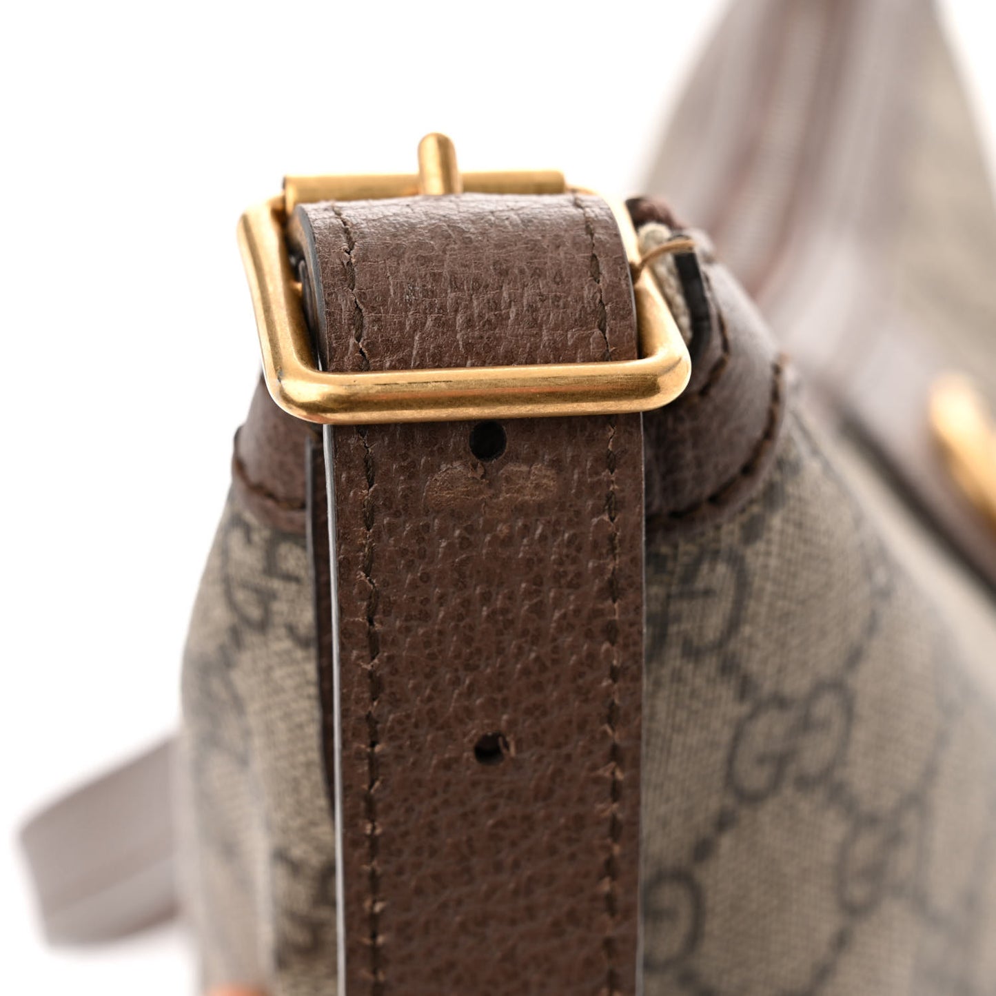 GG Supreme Monogram Web Small Ophidia Half Moon Hobo Brown