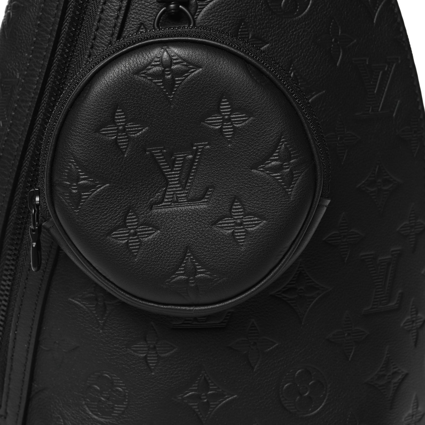 Calfskin Shadow Monogram Duo Slingbag Black
