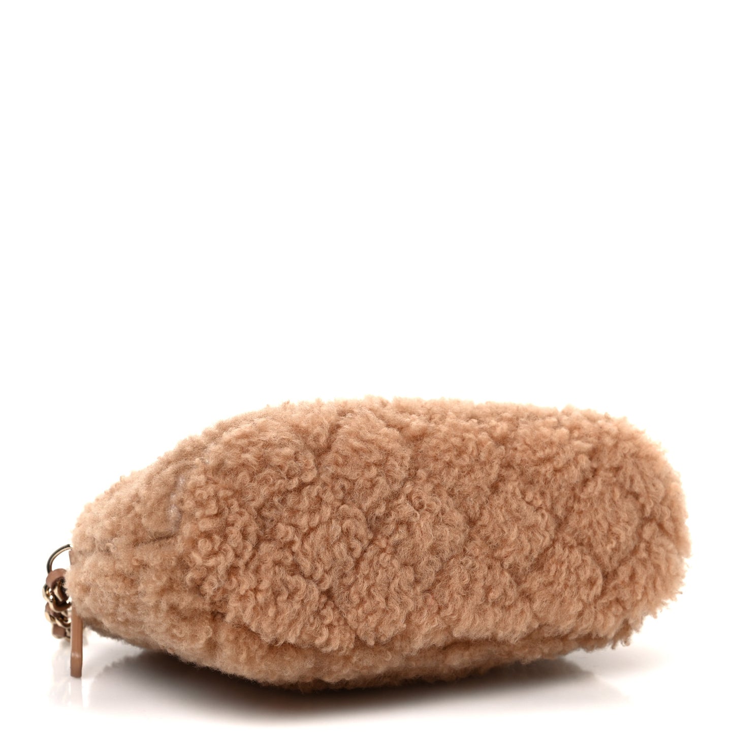 Shearling Quilted Shiny Coco Clutch With Chain Dark Beige