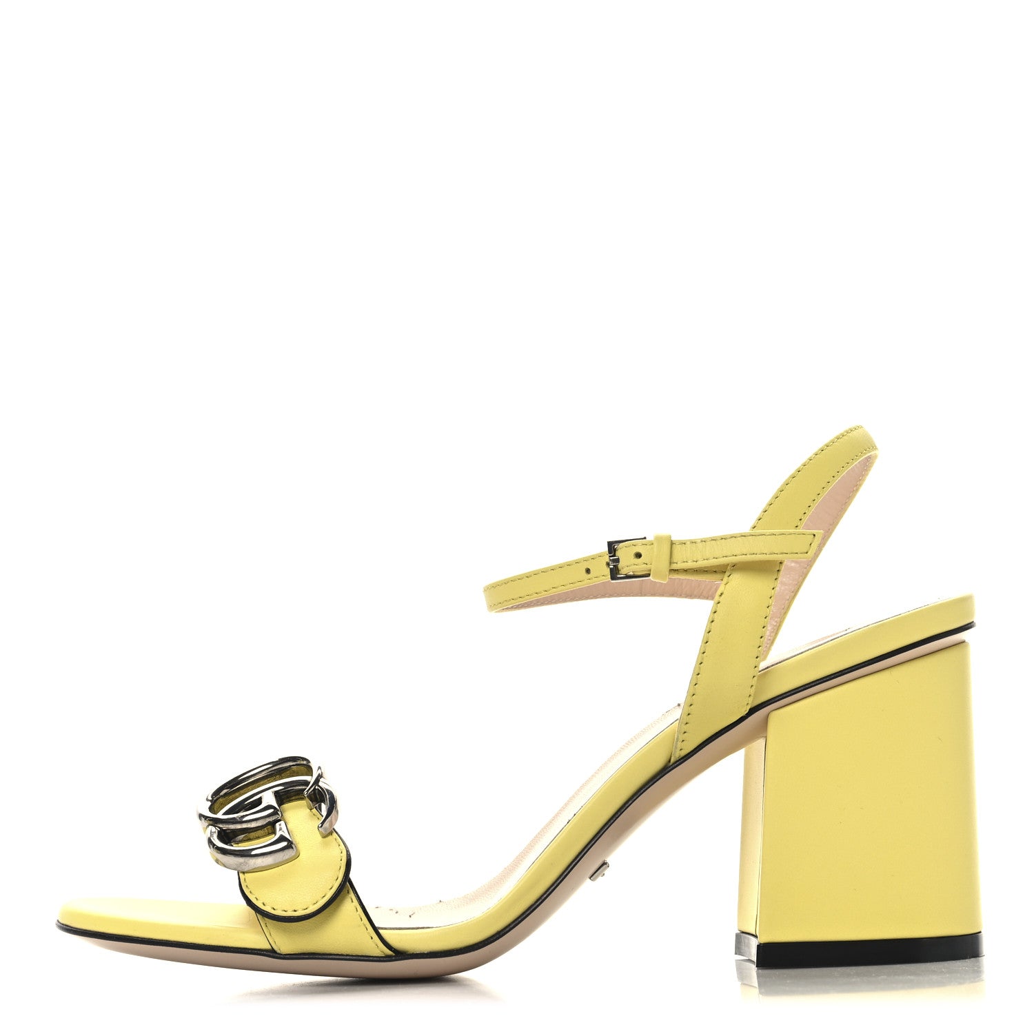 25cm レア　Gucci　パンプス　フラット　プリンストーン 黄色 Gucci Lifford Calfskin GG Marmont Ankle Wrap 75mm Sandals 35.5