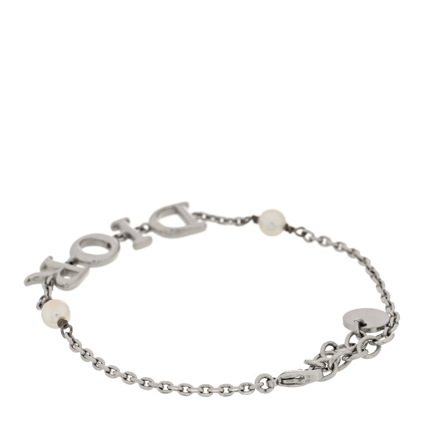 Palladium Pearl Logo Bracelet White Silver