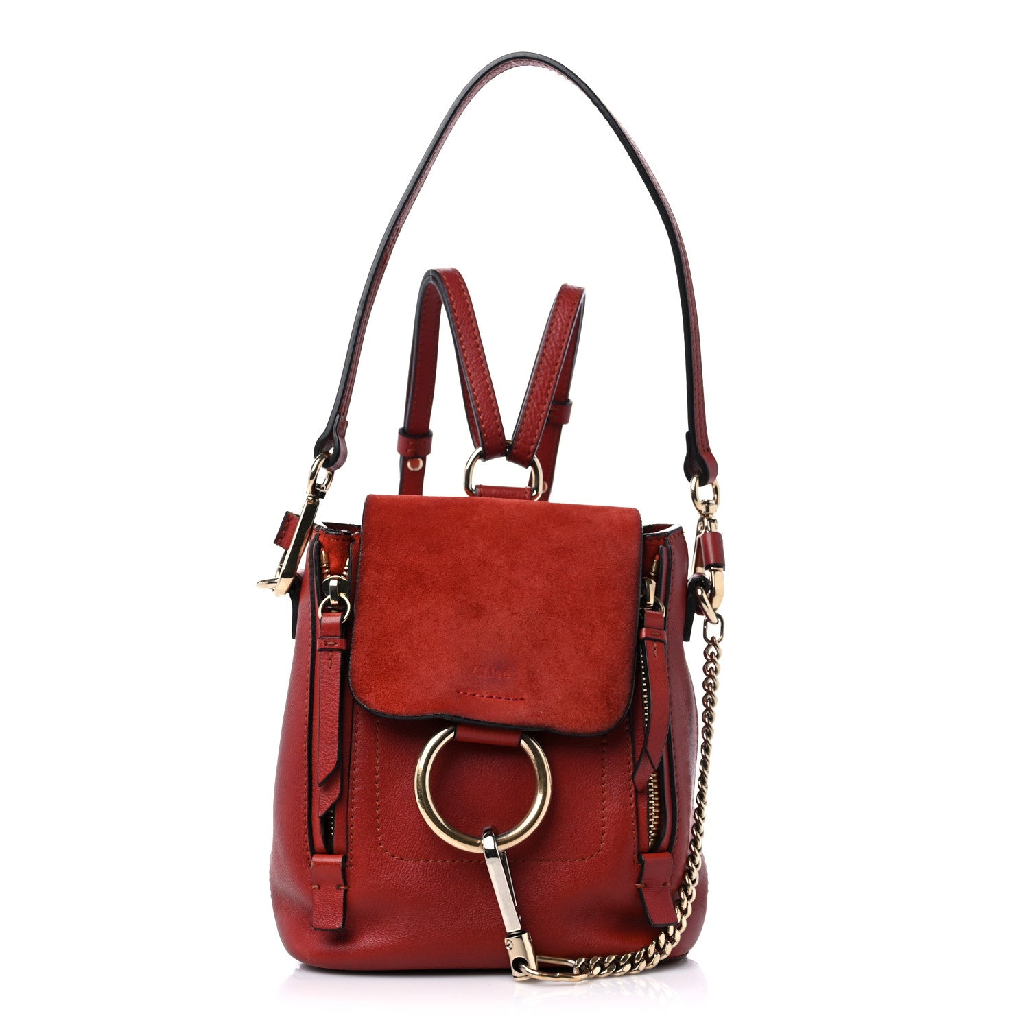 Chloe Suede Calfskin Mini Faye Backpack Earthy Red 1 of 17