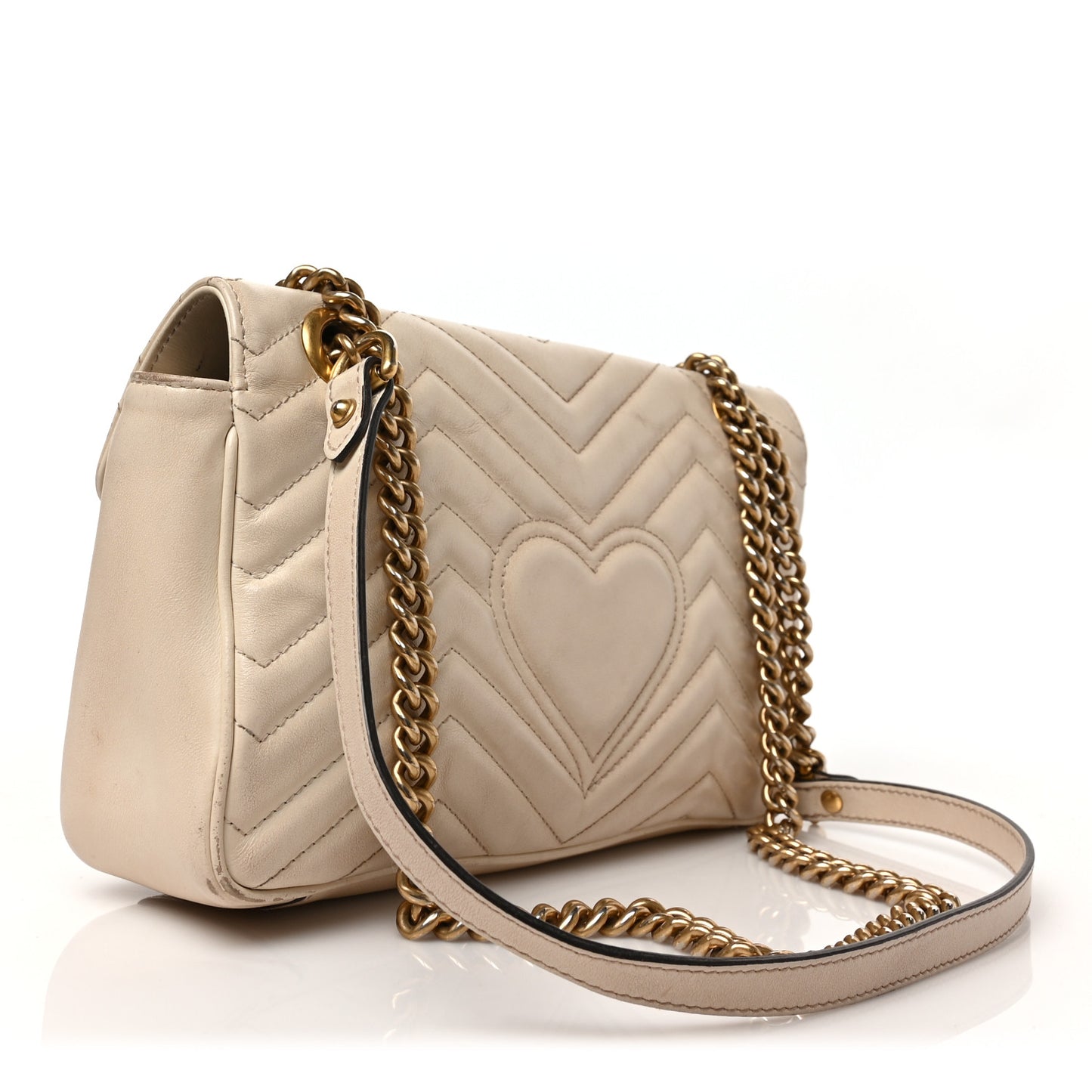 Calfskin Matelasse Small GG Marmont Shoulder Bag White
