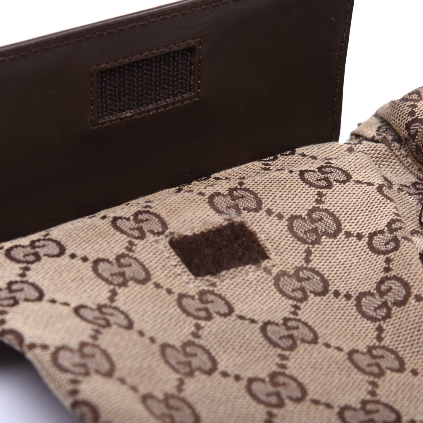 GG Monogram Double Pocket Belt Bag Dark Brown