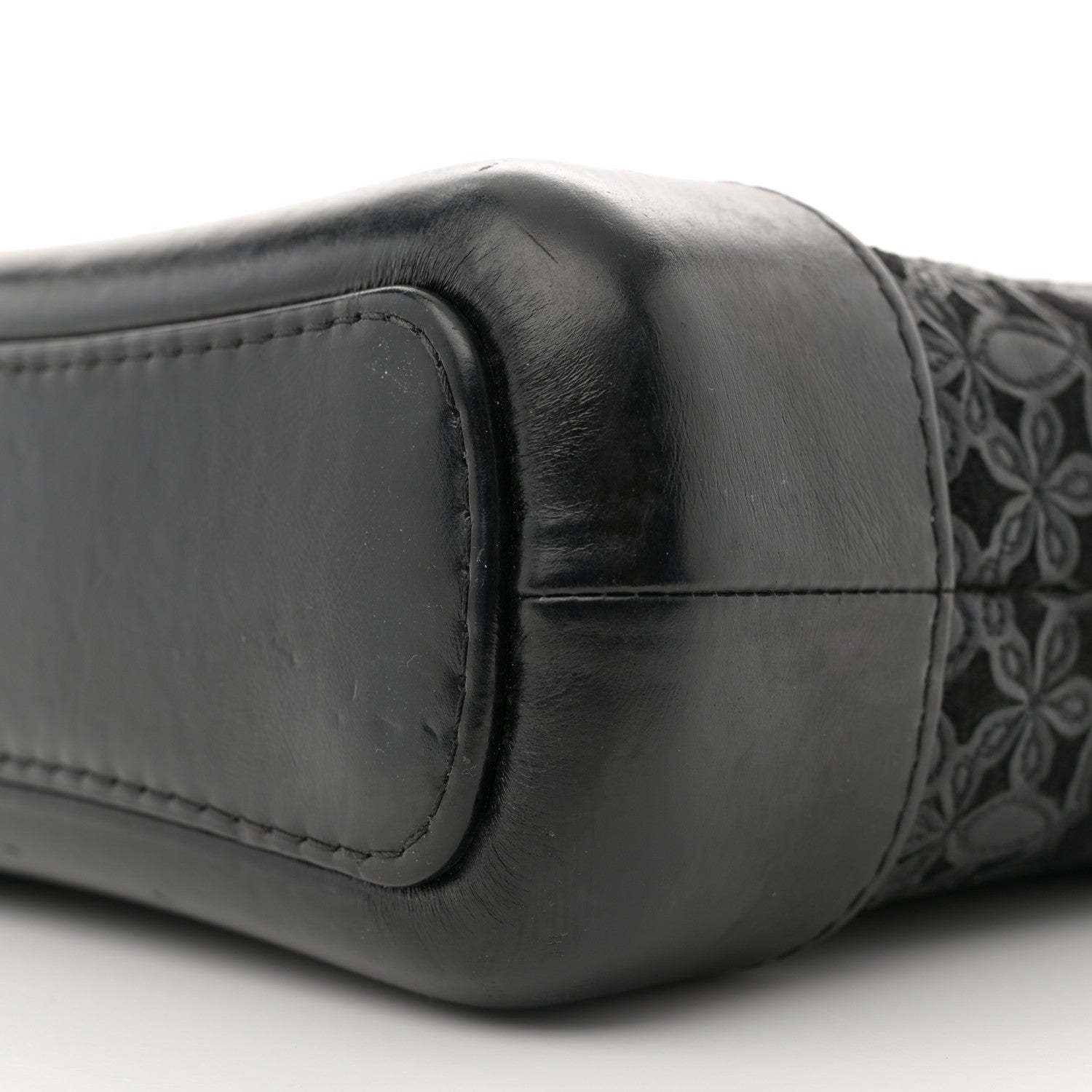 Chanel Calfskin Wool Felt Embossed Small Gabrielle Logo Hobo Black 10 of 14