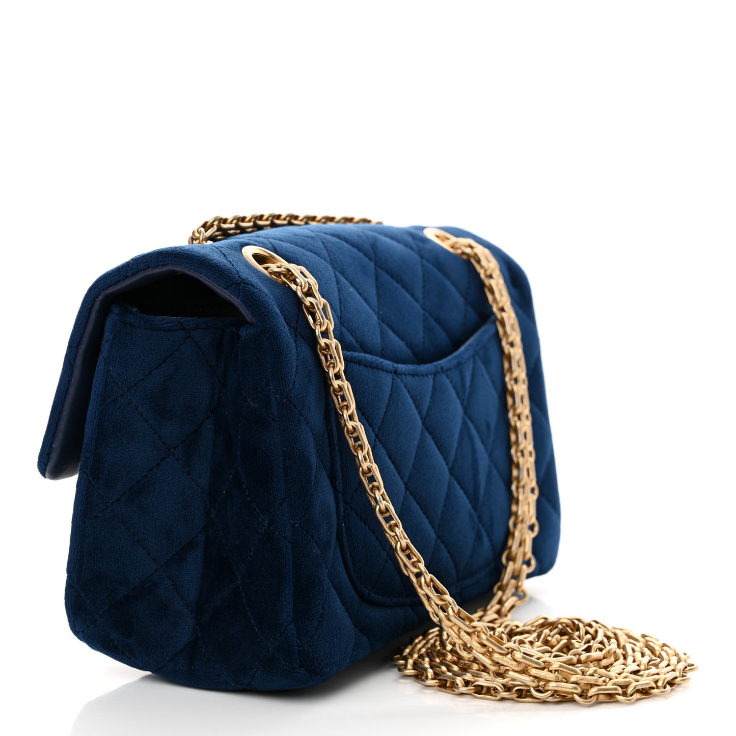 Velvet Quilted Mini 2.55 Reissue Flap Blue