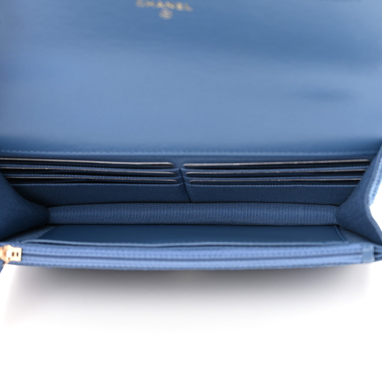 Denim Quilted Chanel 19 Wallet On Chain WOC Blue