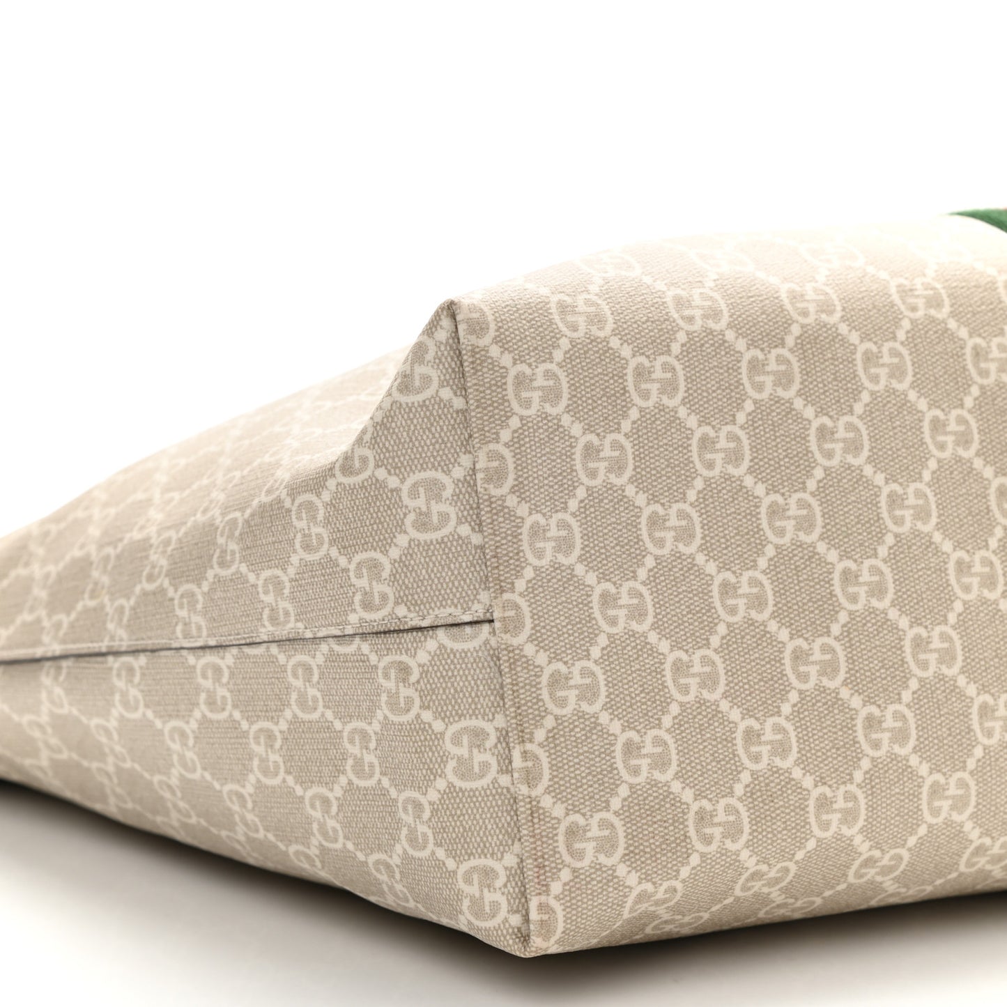 GG Supreme Monogram Textured Dollar Calfskin Web Medium Ophidia Shopping Tote Beige Mystic White Oatmeal