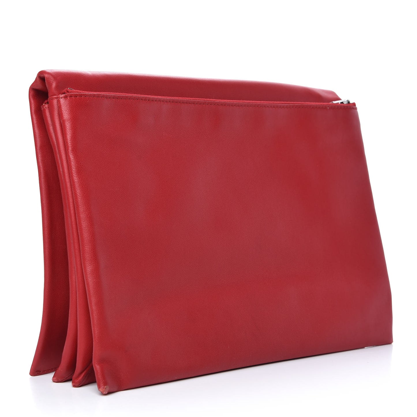 Lambskin Rolled Soft Trio Clutch Bright Red