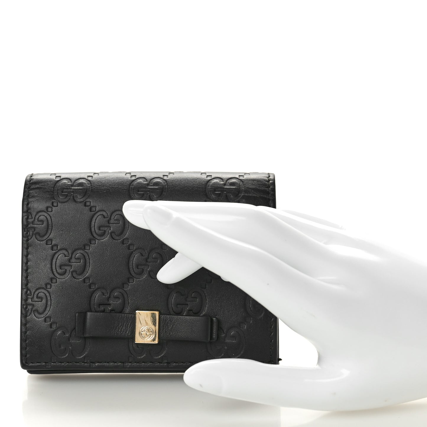 Guccissima Signature Bowy Card Case Wallet Black