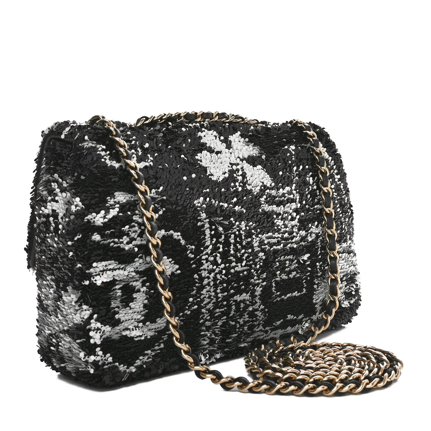 Sequin Small Single Flap Rectangular Flap Black Silver