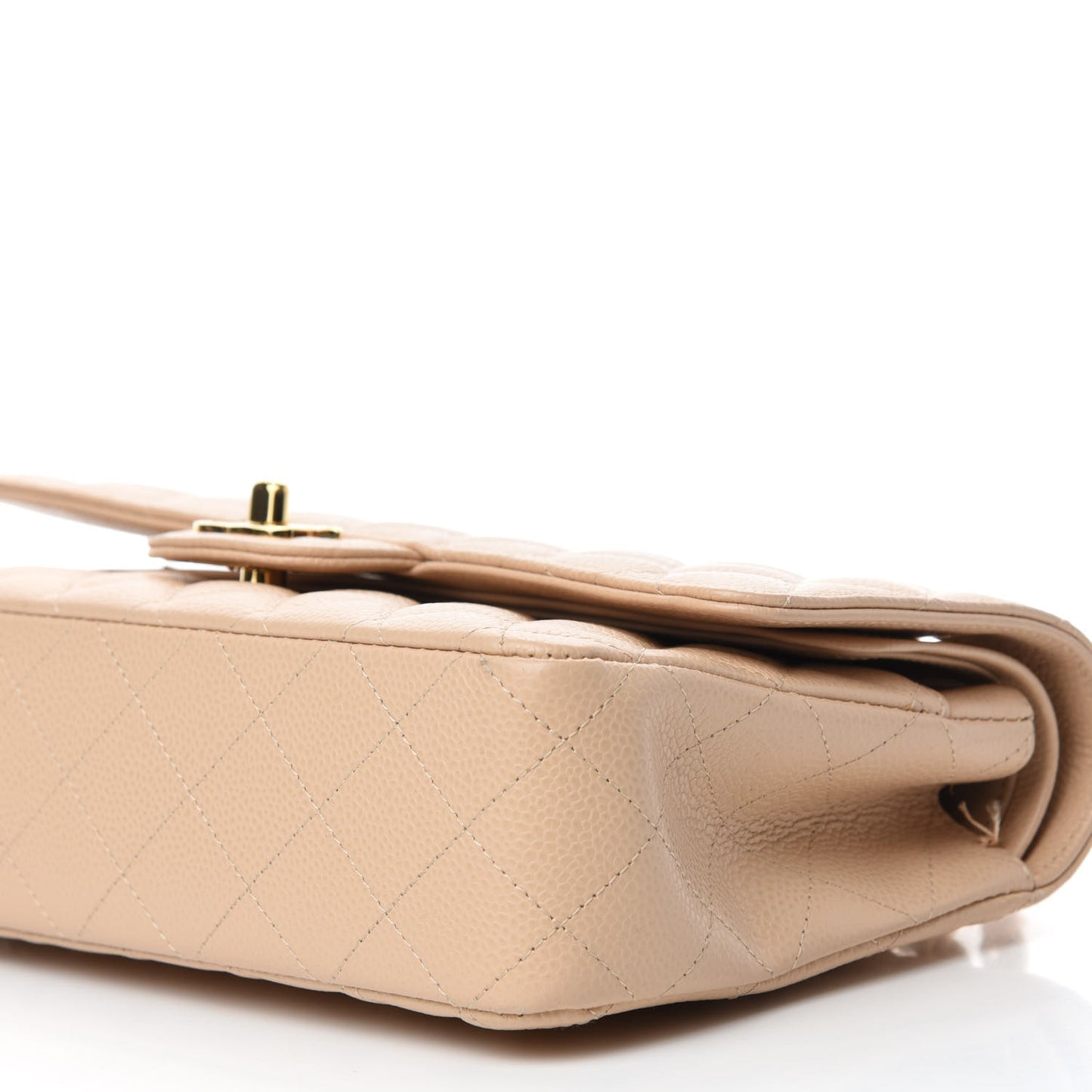 Caviar Quilted Medium Double Flap Beige Clair