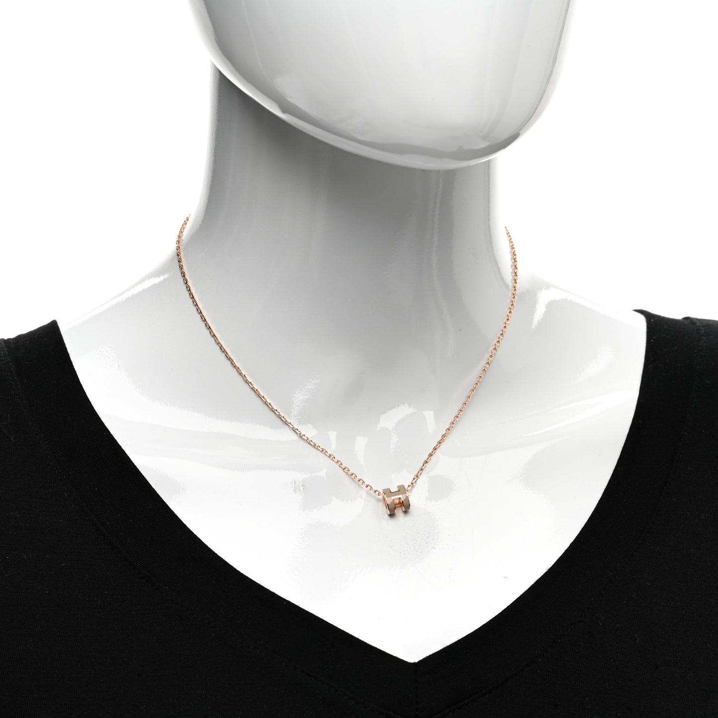 Lacquered Rose Gold Mini Pop H Pendant Necklace Marron Glace
