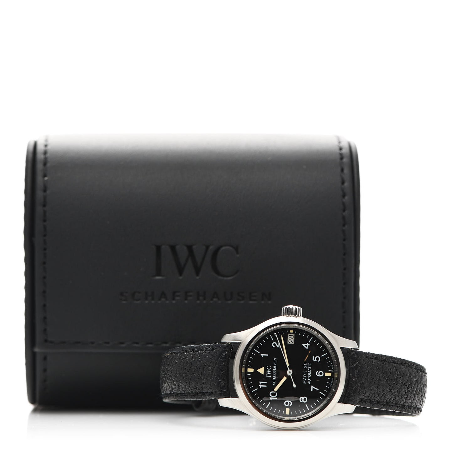 Stainless Steel Calfskin 28mm Schaffhausen Mark XIII Lady Automatic Watch Black IW4421