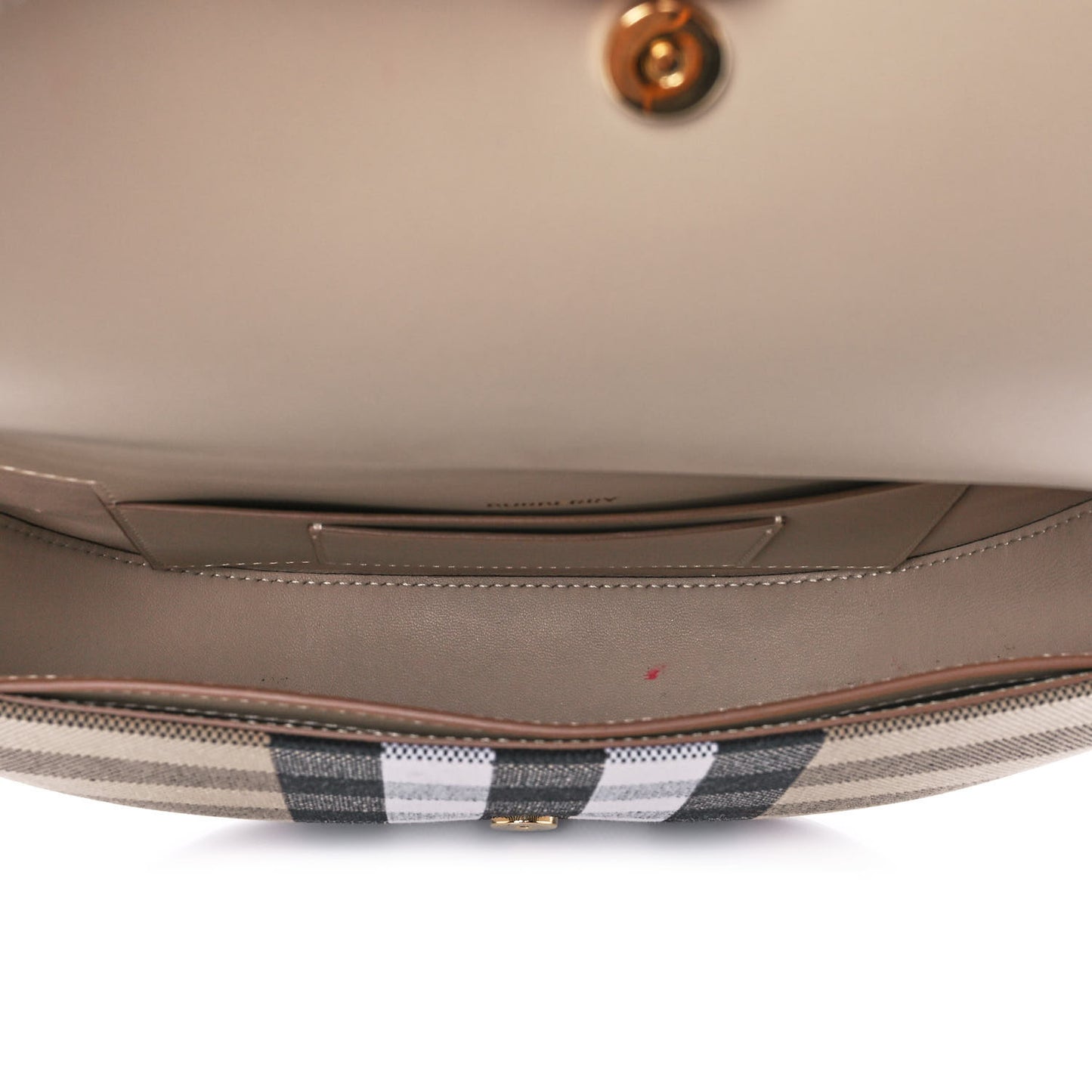 Canvas Calfskin Check Small Olympia Beige