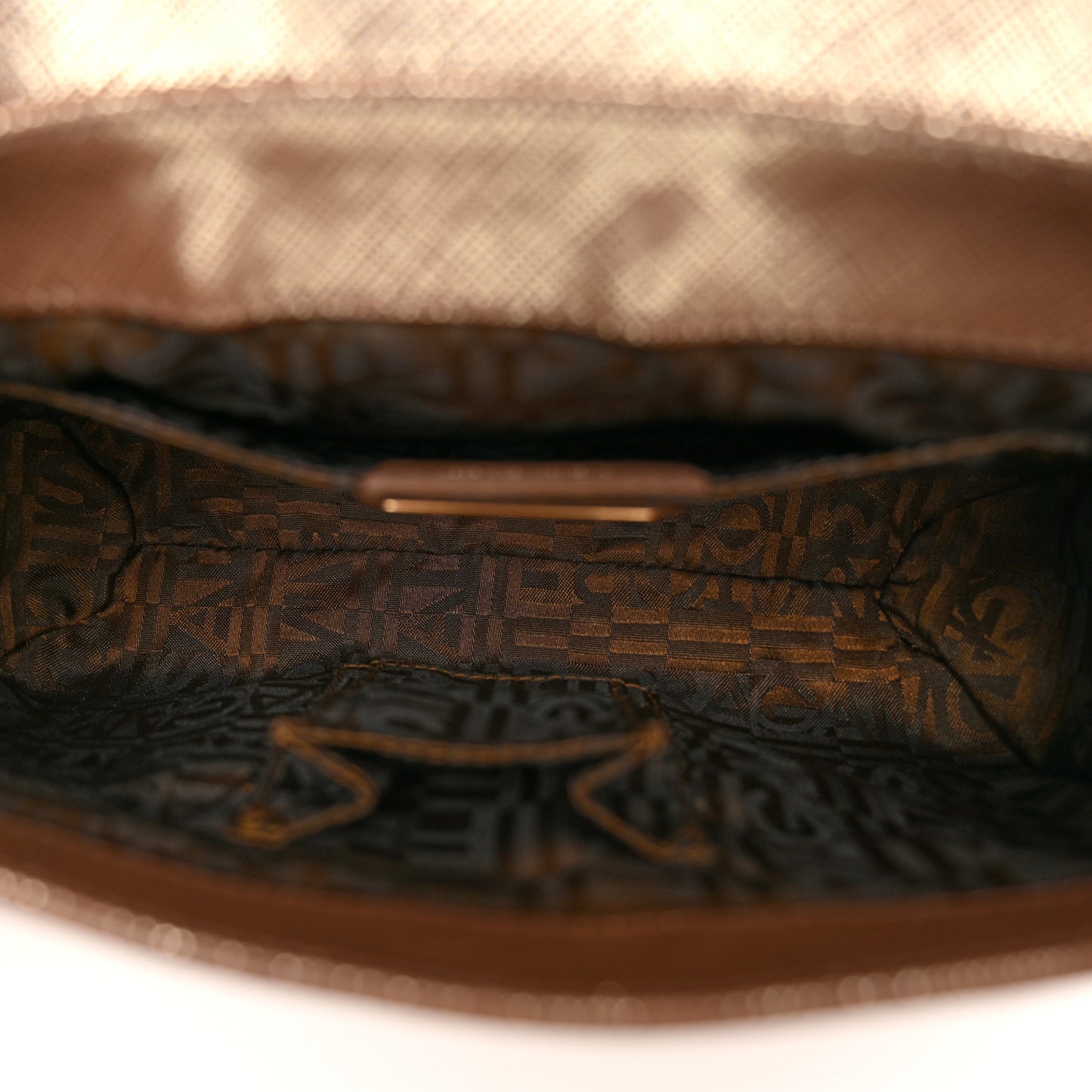 Metallic Hammered Calfskin Gancini Chain Shoulder Bag Brown