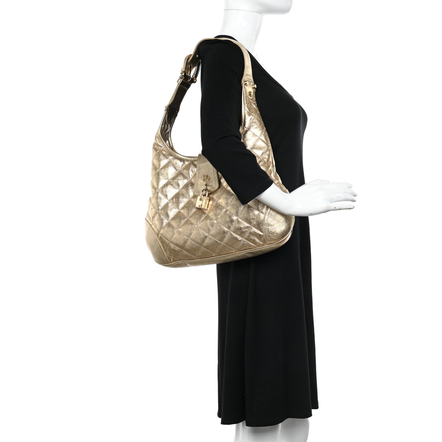 Metallic Calfskin Quilted Hoxton Hobo Gold