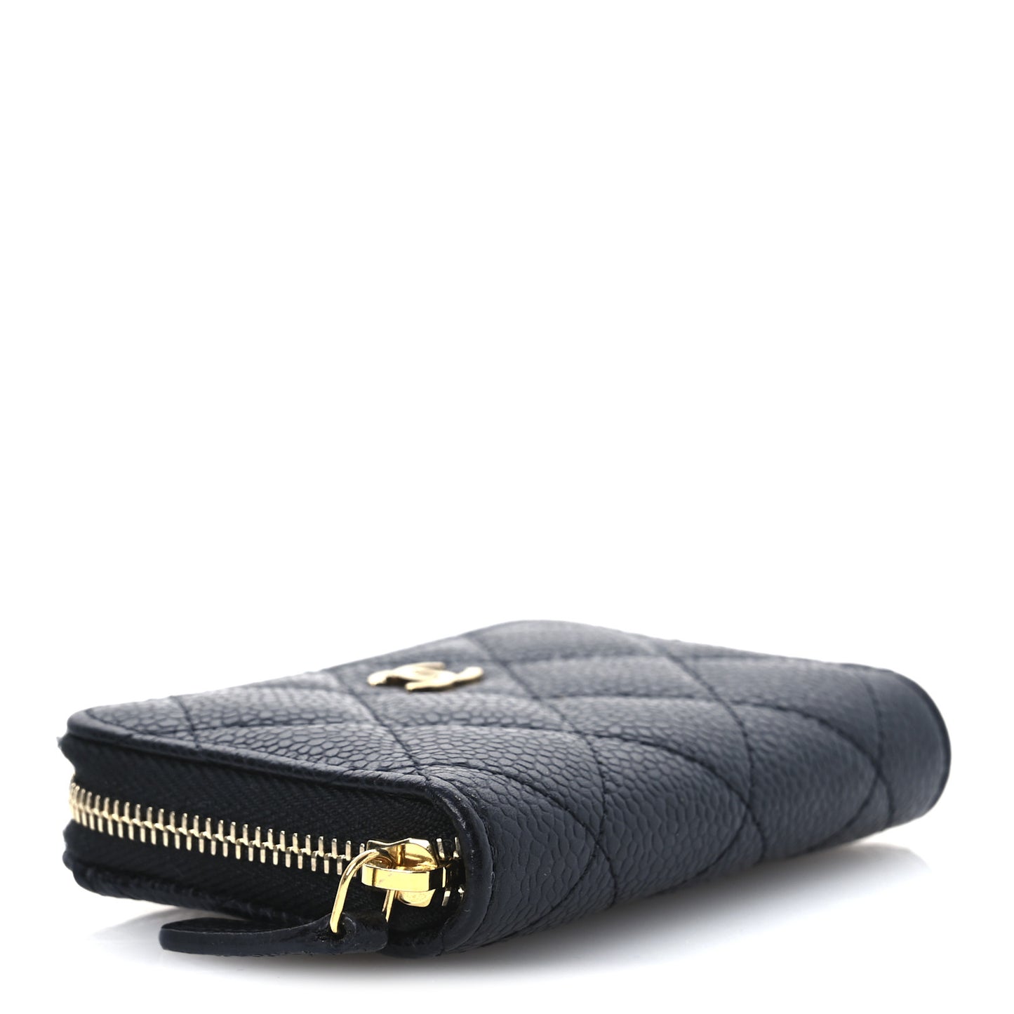 Caviar Quilted Zip Coin Purse Black