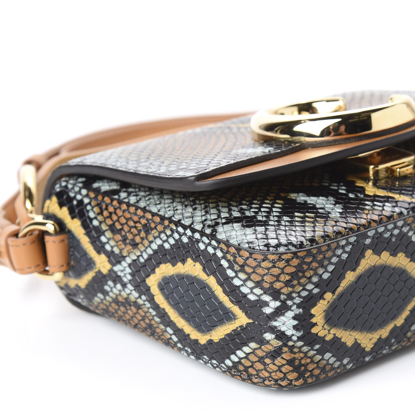 Calfskin Python Embossed Mini C Double Carry Faded Blue