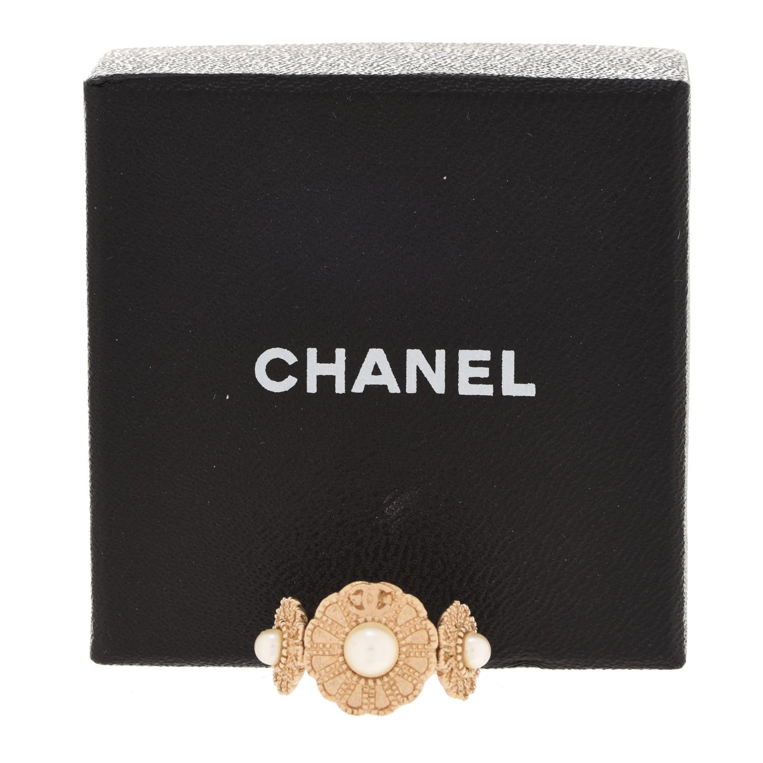 Chanel Pearl Camellia CC Ring 6.5 Light Gold 5 of 5