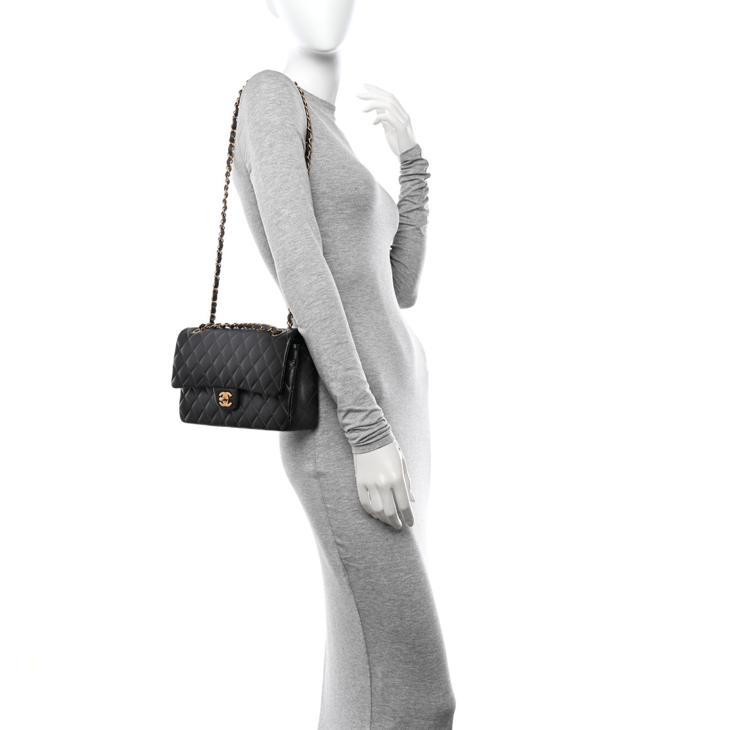 Gradient Lambskin Medium Double Flap Grey