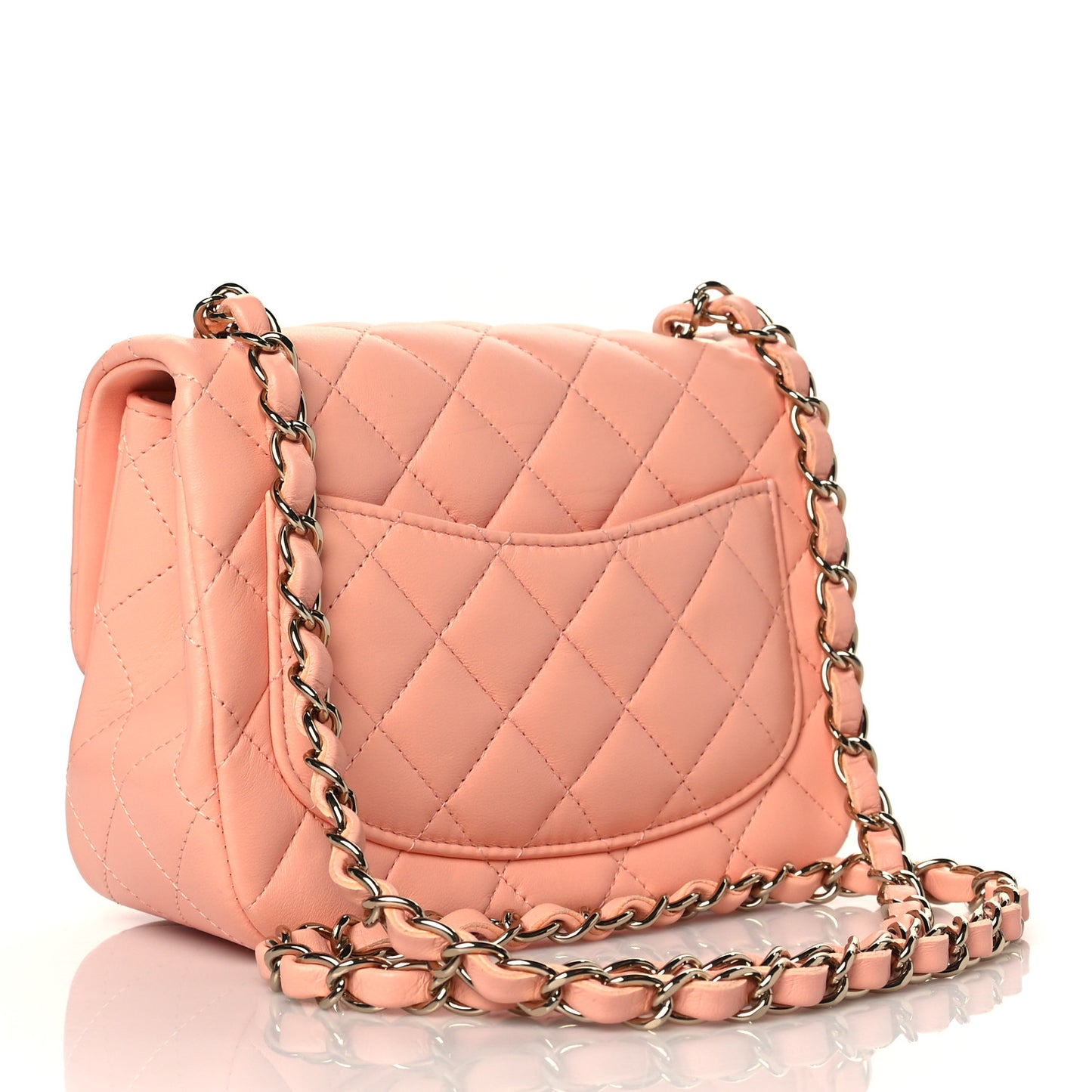 Lambskin Quilted Mini Square Flap Light Pink
