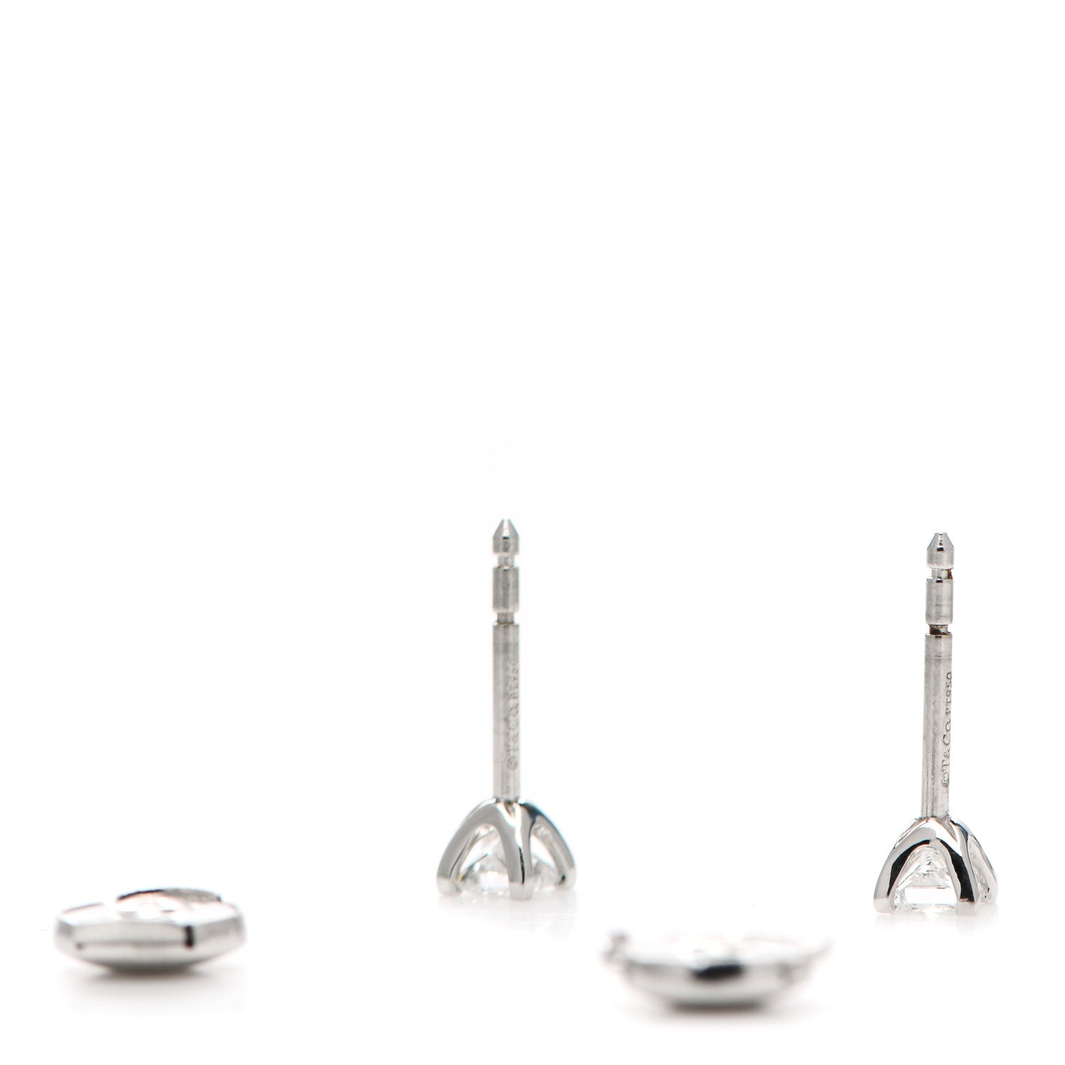 Tiffany Platinum Diamond .40ctw Princess Cut Solitaire Earrings 3 of 5