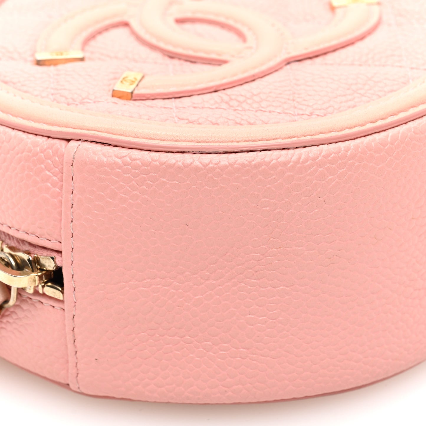 Caviar Quilted Round Filigree Crossbody Pink