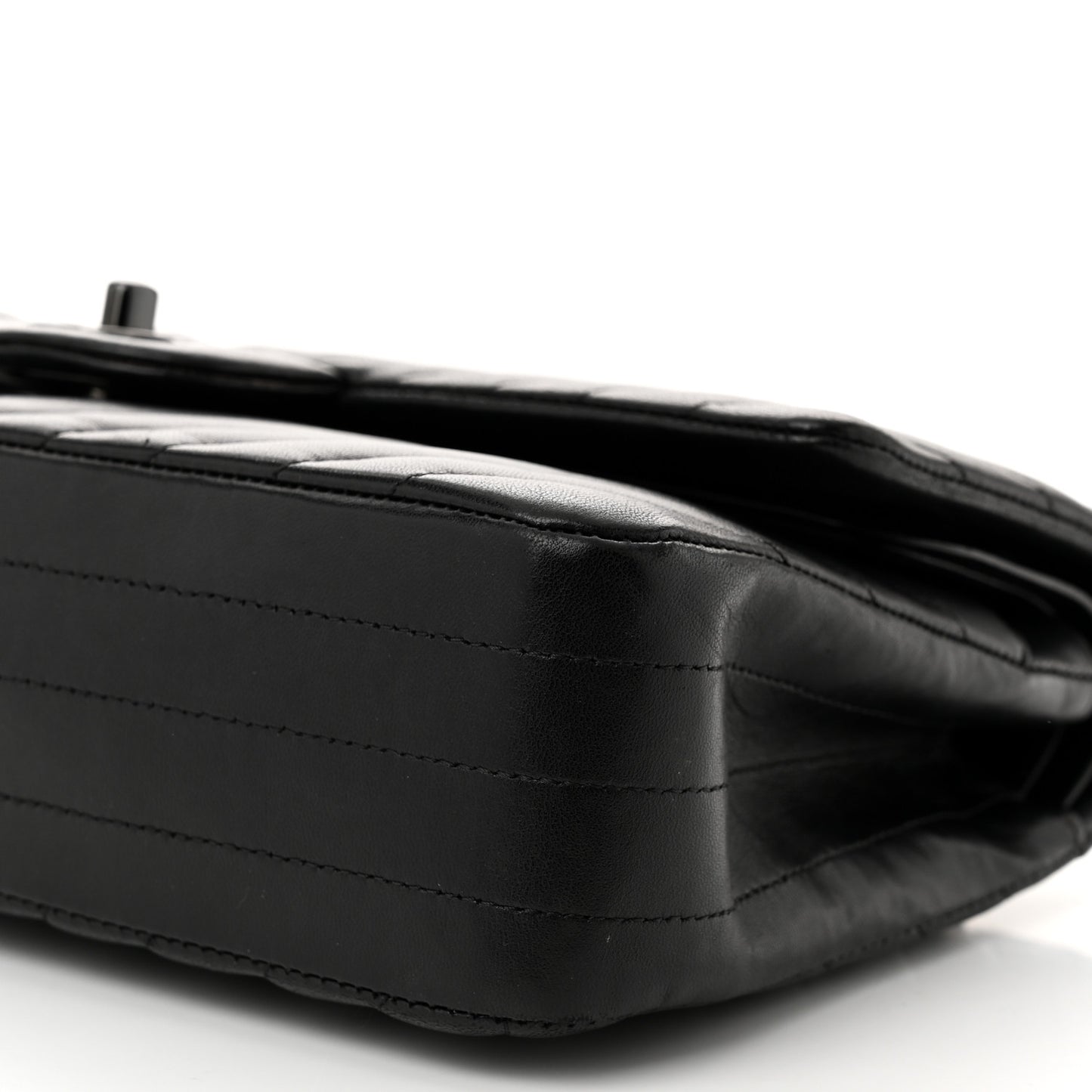 Lambskin Chevron Quilted Medium Double Flap So Black