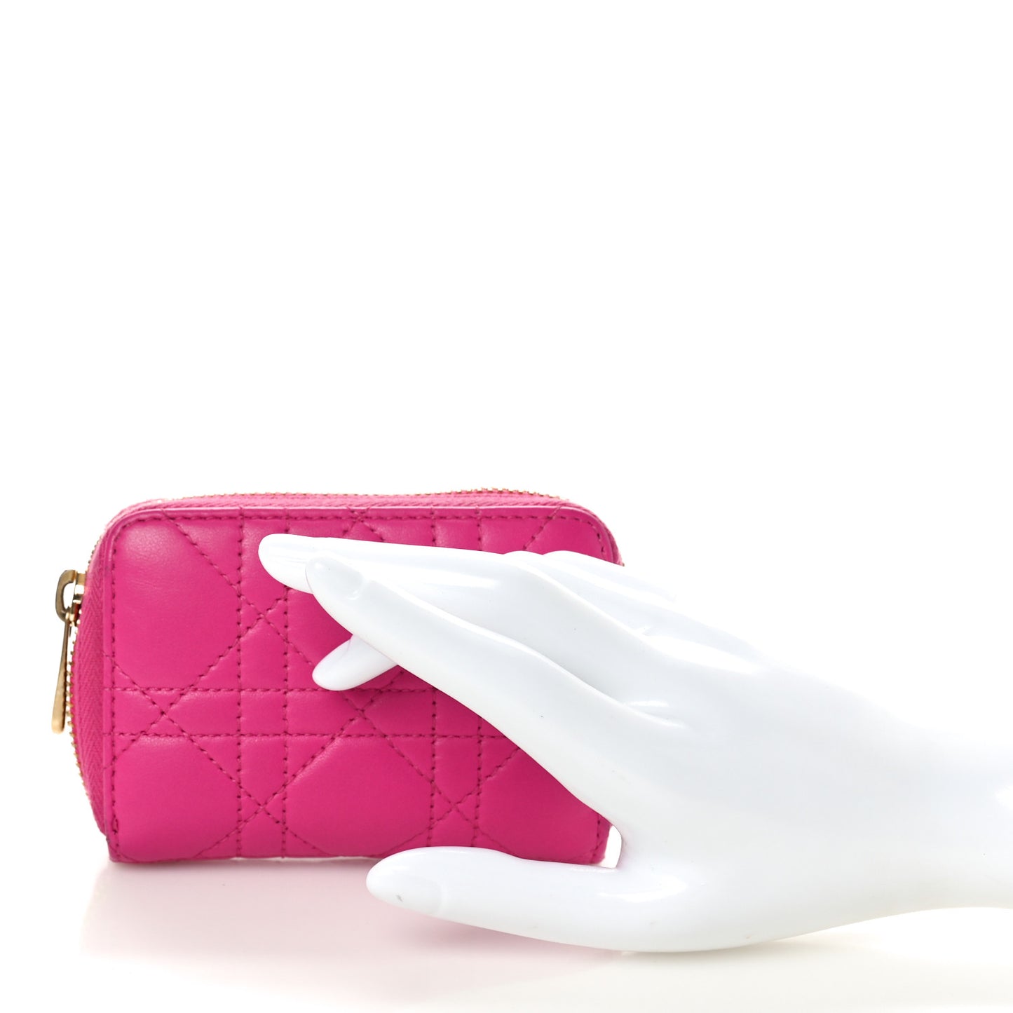 Lambskin Cannage Mini Lady Dior Zip Portemonnaie Rani Pink