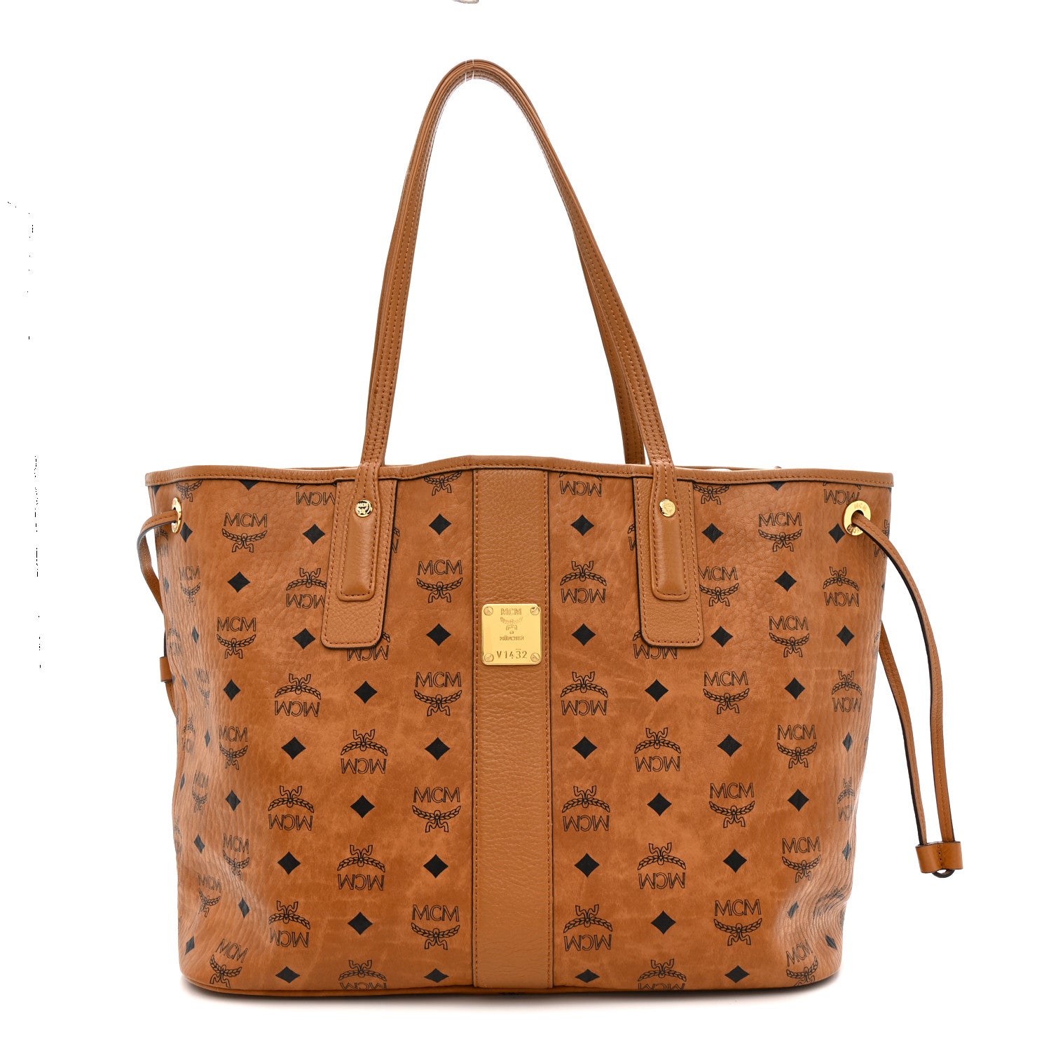 MCM Visetos Large Liz Reversible Shopper Tote Cognac 1815831
