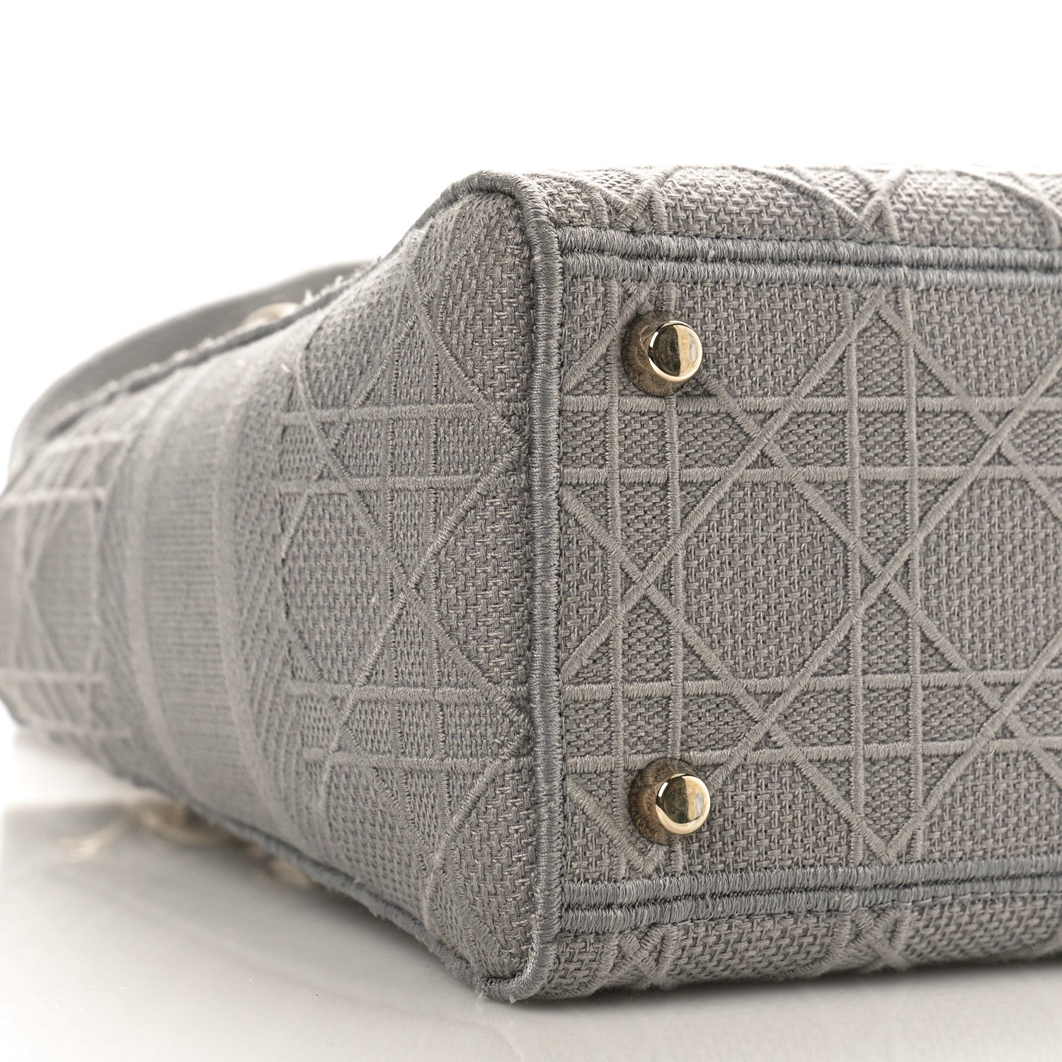Christian Dior Canvas Embroidered Cannage Medium Lady D-Lite Gray 8 of 10