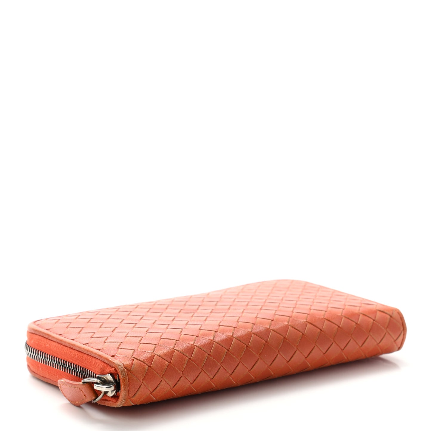 Nappa Intrecciato Zip Around Wallet Orange