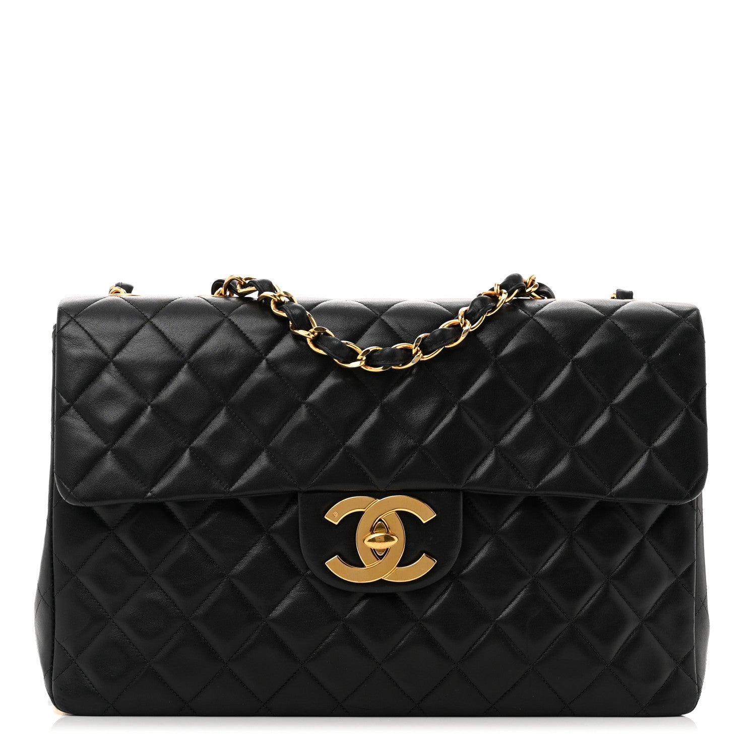Chanel Lambskin Quilted XL Jumbo Single Flap Black 1682378