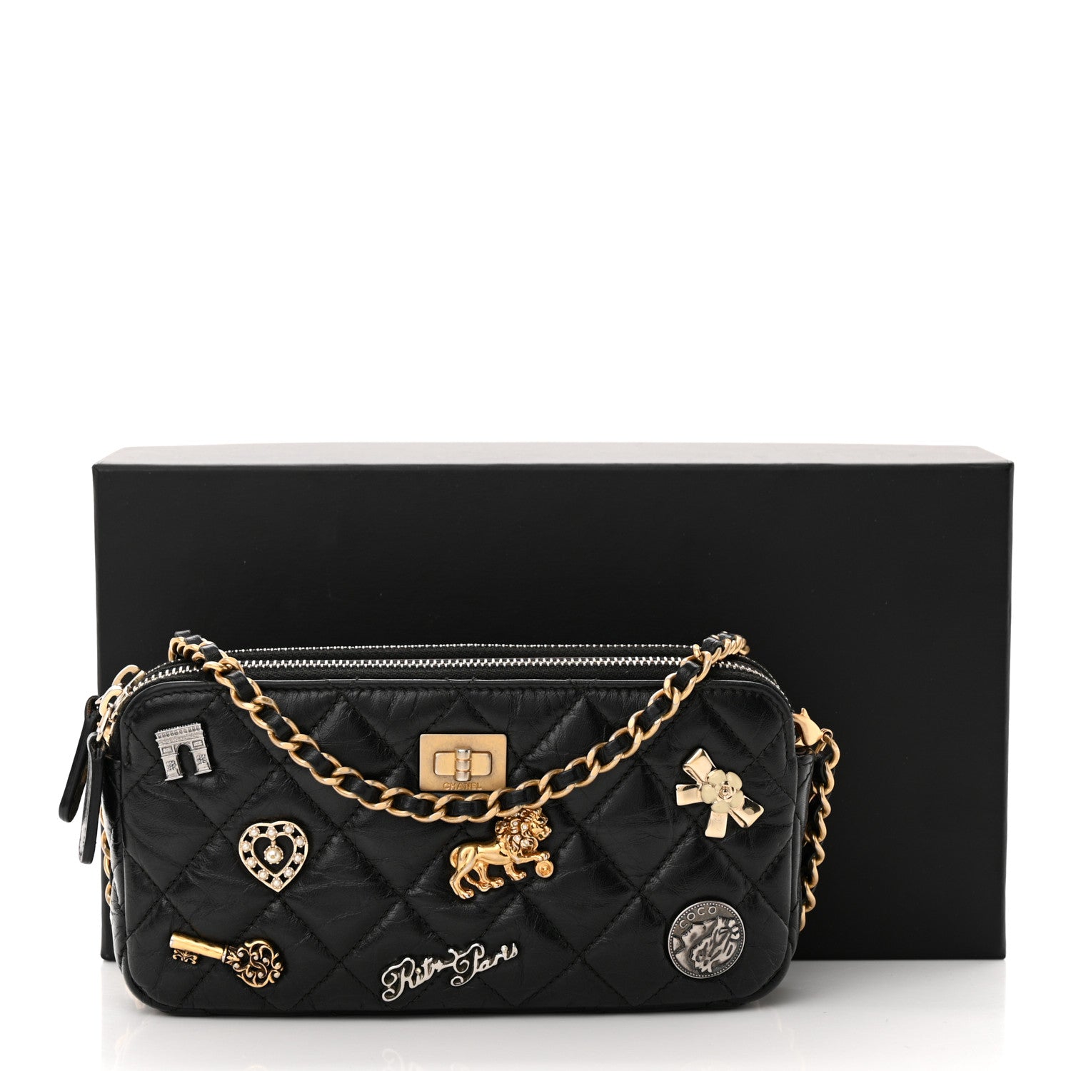 Chanel Aged Calfskin Lucky Charms 2.55 Reissue Small Clutch With Chain Black 15 of 15
