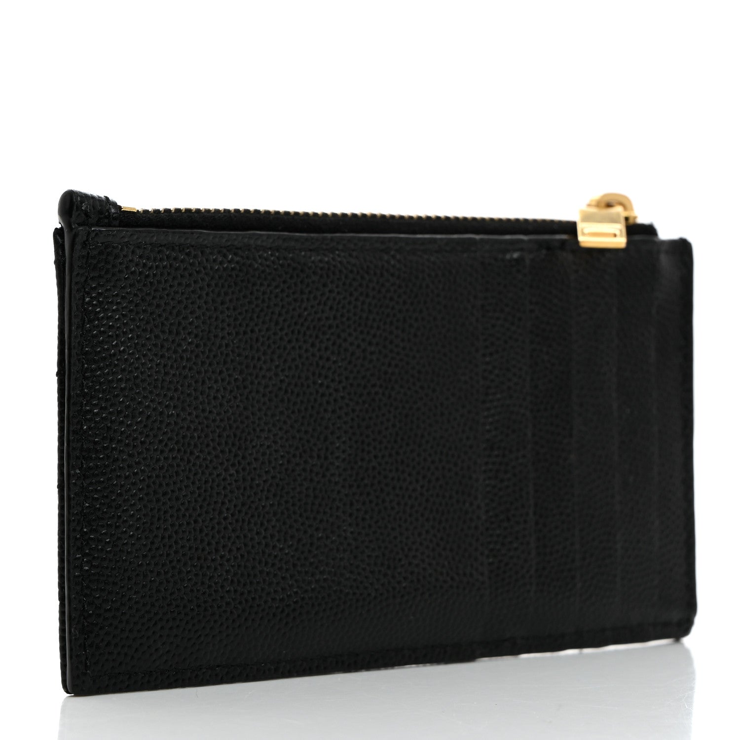 Saint Laurent Grain De Poudre Matelasse Chevron Monogram Fragments Zippered Card Case Black 3 of 8