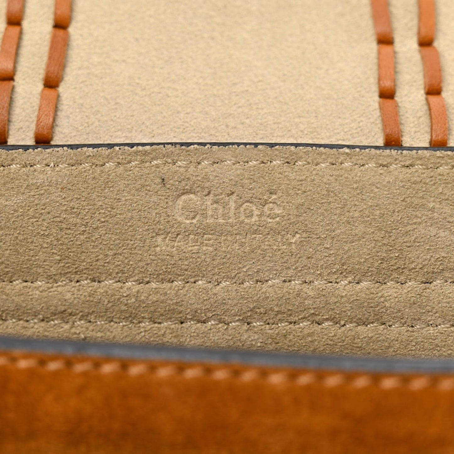 Suede Calfskin Braided Mini Hudson Shoulder Bag Caramel
