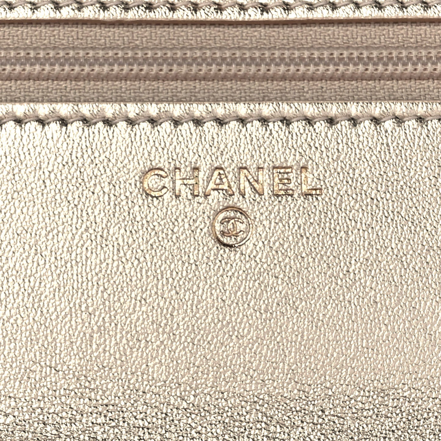 Metallic Lambskin Quilted Trendy CC Wallet On Chain WOC Gold