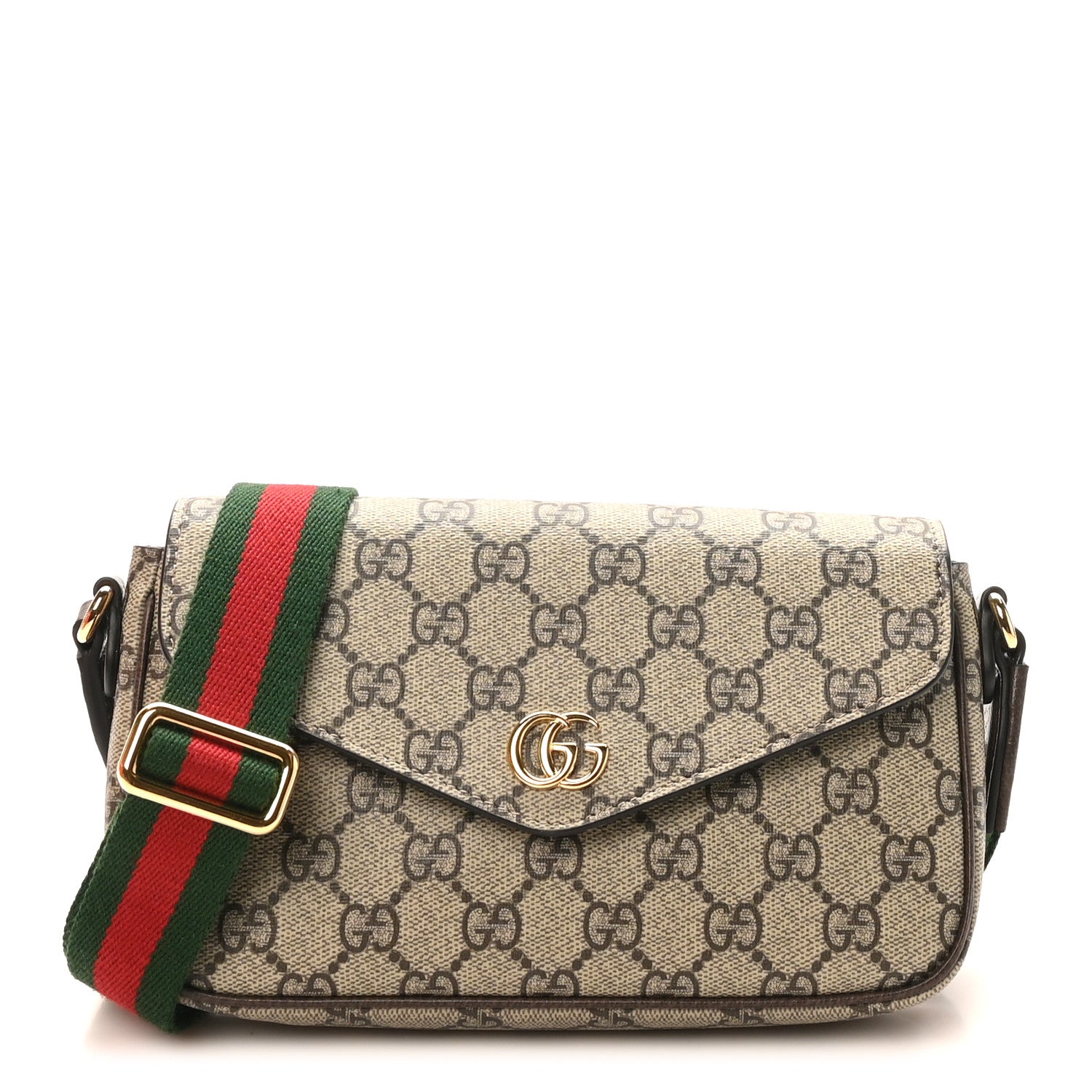 Gucci GG Supreme Monogram Textured Dollar Calfskin Web Mini