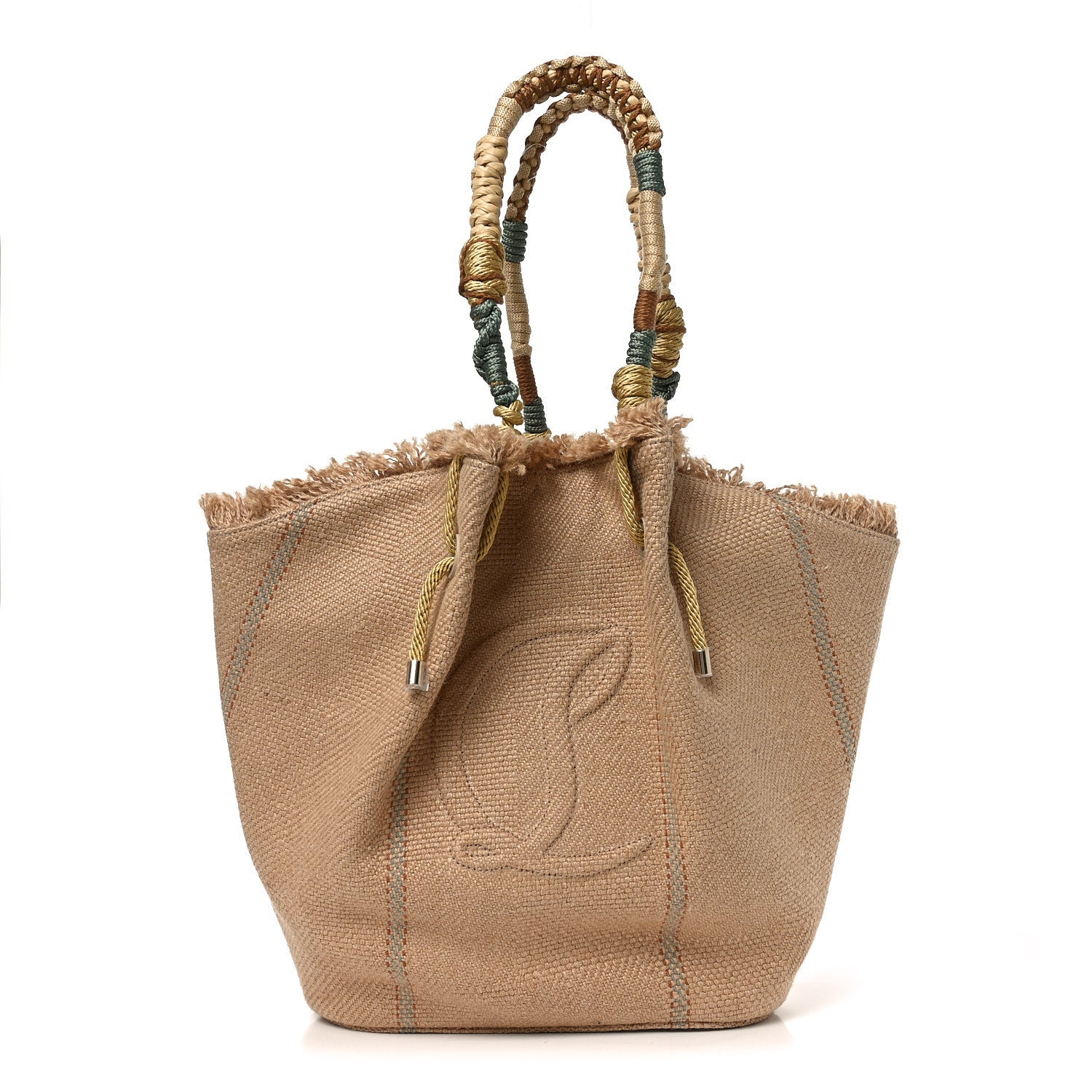 Christian Louboutin Raffia Woven By My Side Shoulder Bag Natural