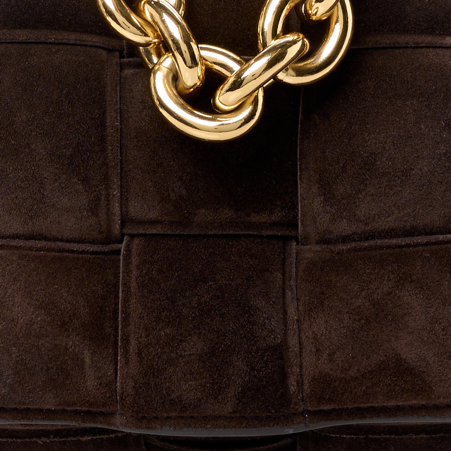 Suede Maxi Intrecciato Padded Chain Cassette Crossbody Bag Fondant