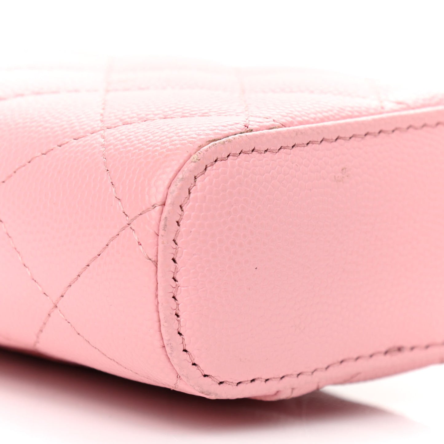 Caviar Quilted Phone Holder With Chain Pink