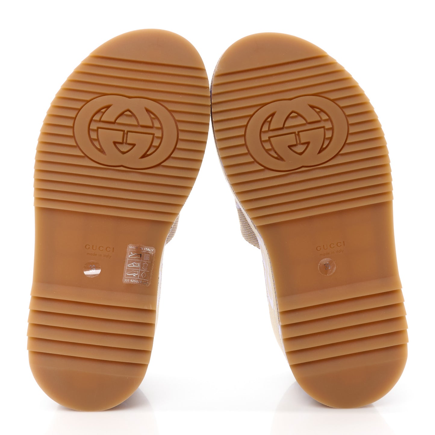 Monogram Jumbo GG Platform Slide Wedge Sandals 39 Beige Lapis